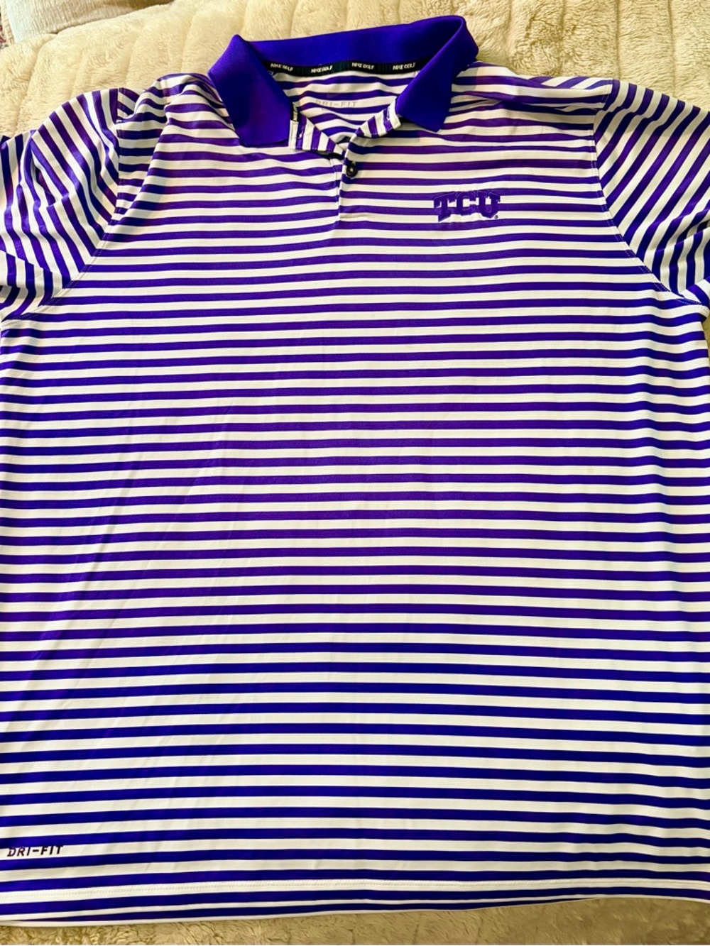 Nike Purple and White Striped Polo Shirt